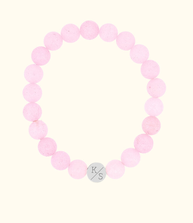 Rozenkwarts Kralen Armbanden met persoonlijke initialen
