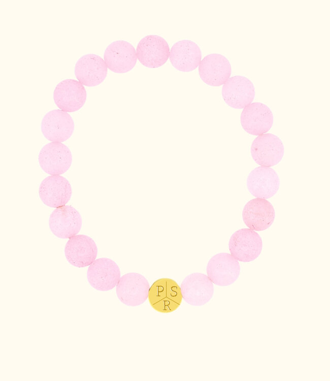 Rozenkwarts Kralen Armbanden met persoonlijke initialen