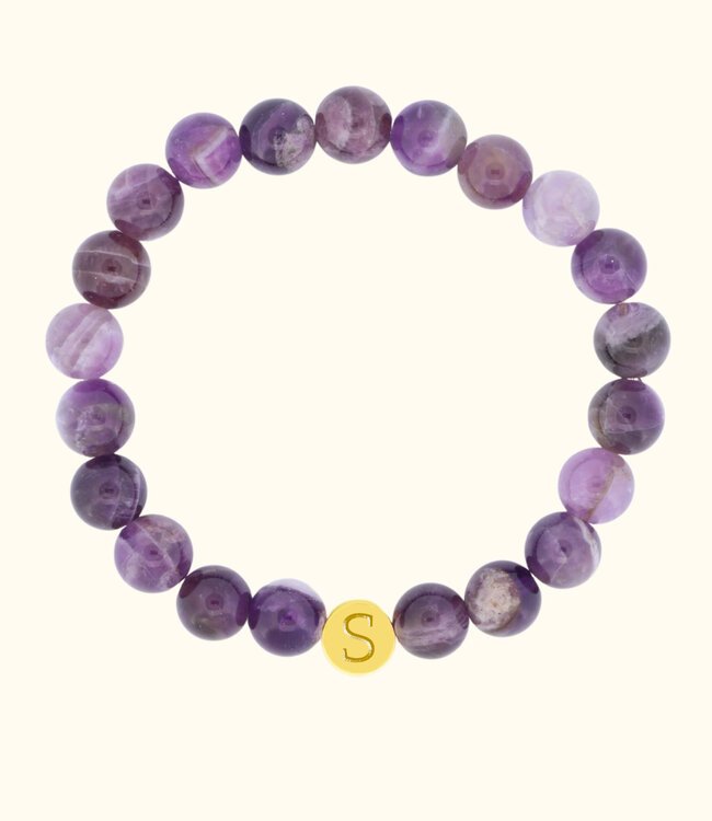 Amethist Kralen Armbanden met persoonlijke initialen