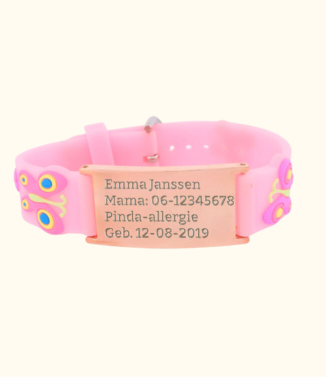 Handig SOS Armbandje met mooie Vlinder print