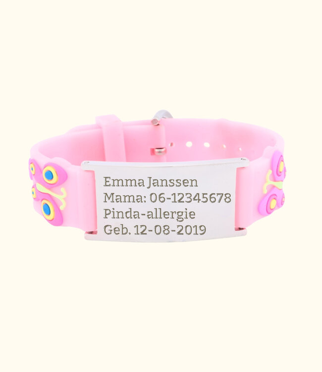 Handig SOS Armbandje met mooie Vlinder print