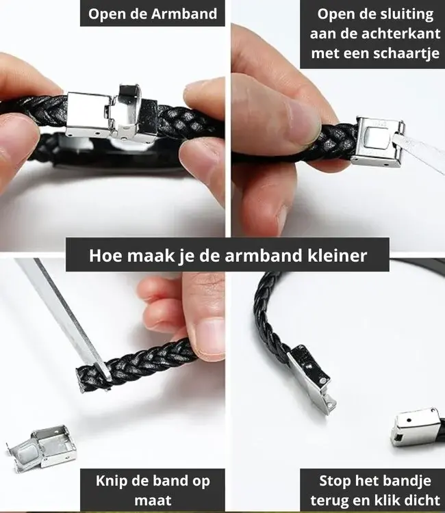 SOS Armband van leer Gegraveerd met medische gegevens