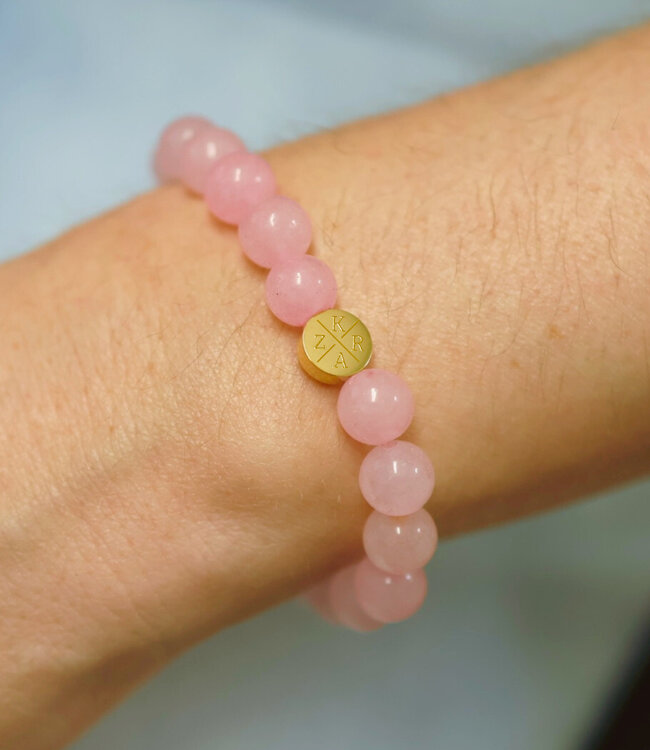 Rozenkwarts Kralen Armbanden met persoonlijke initialen