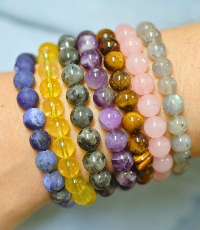 Rozenkwarts Kralen Armbanden met persoonlijke initialen