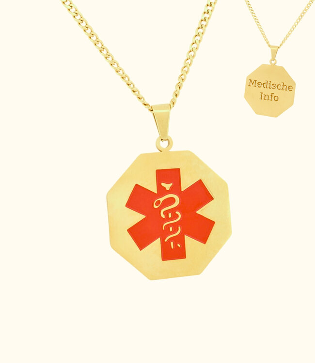 Graveerbare Medische ID-Ketting Met Esculaap Voor Essentiële Gegevens