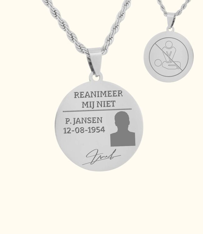 Ronde Niet Reanimeren Penning Met Ketting