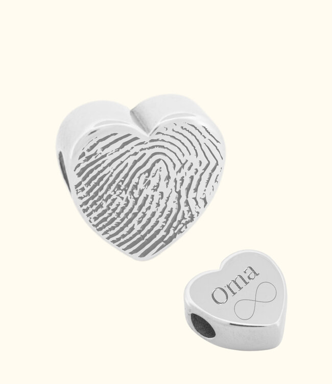 Hart Bedel Met jouw gegraveerde Vingerafdruk