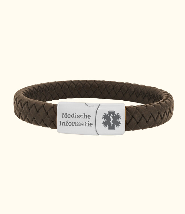 Stijlvolle SOS-medische armband in leer