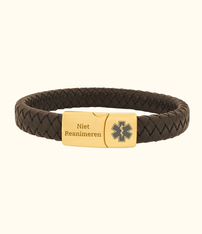 Stijlvolle SOS-medische armband in leer