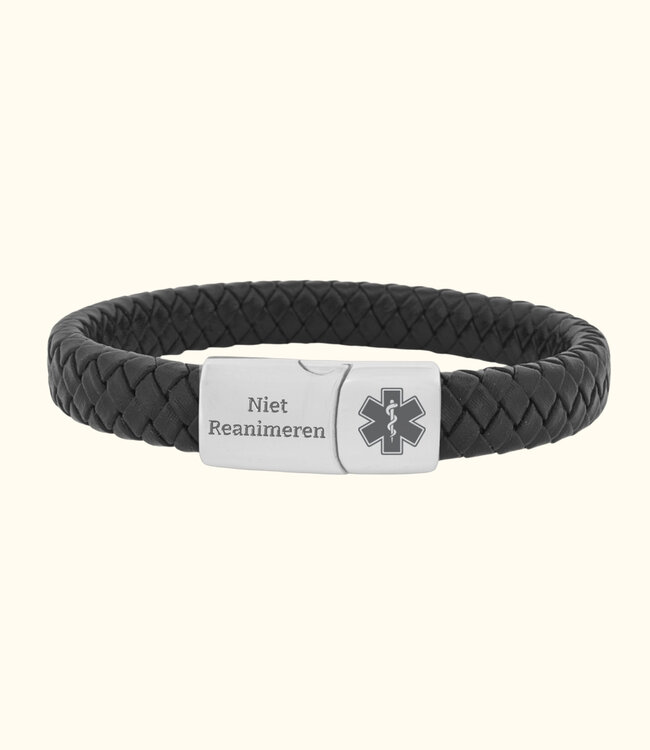 Stijlvolle SOS-medische armband in leer
