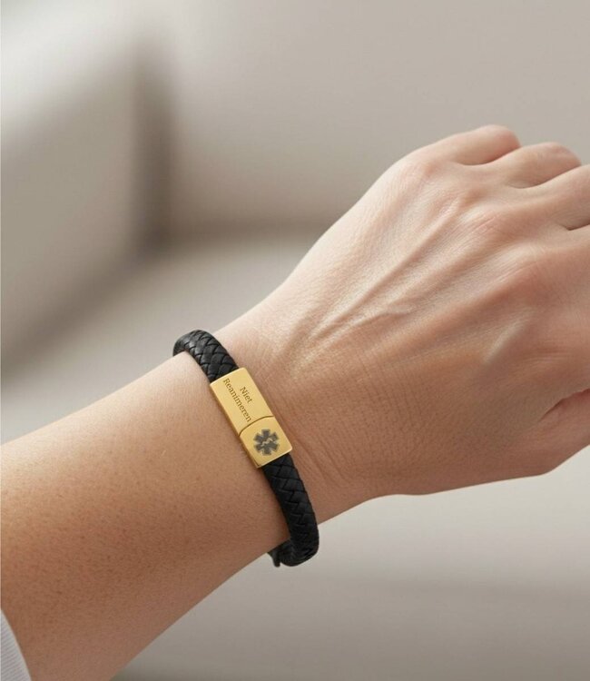 Stijlvolle SOS-medische armband in leer