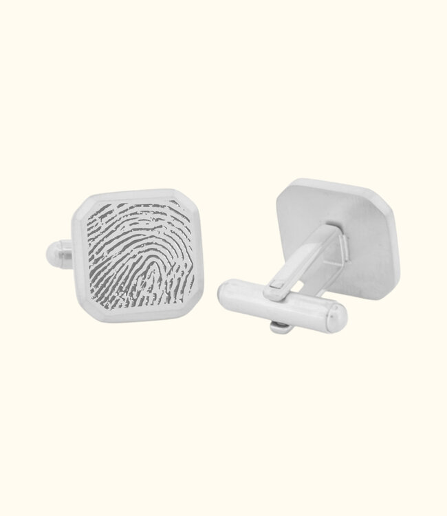 Stijlvolle manchetknopen gegraveerd met vingerafdruk