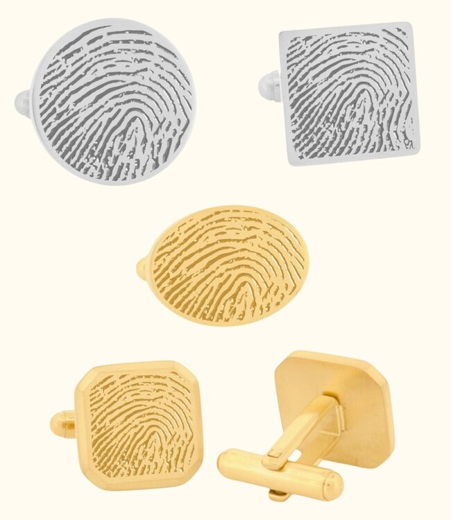 Stijlvolle manchetknopen gegraveerd met vingerafdruk