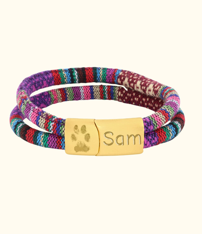 Pootafdruk Koord Armband Ibiza draag de liefde voor je huisdier in stijl