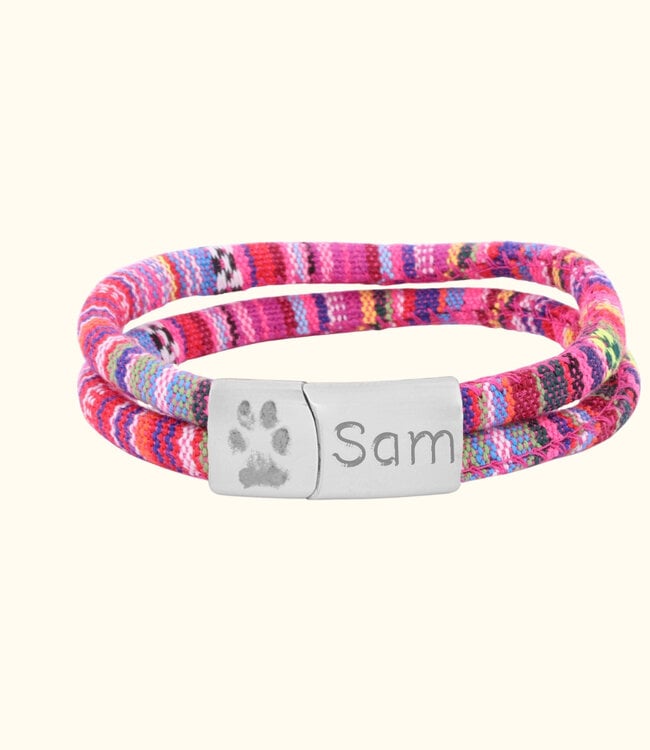 Pootafdruk Koord Armband Ibiza draag de liefde voor je huisdier in stijl