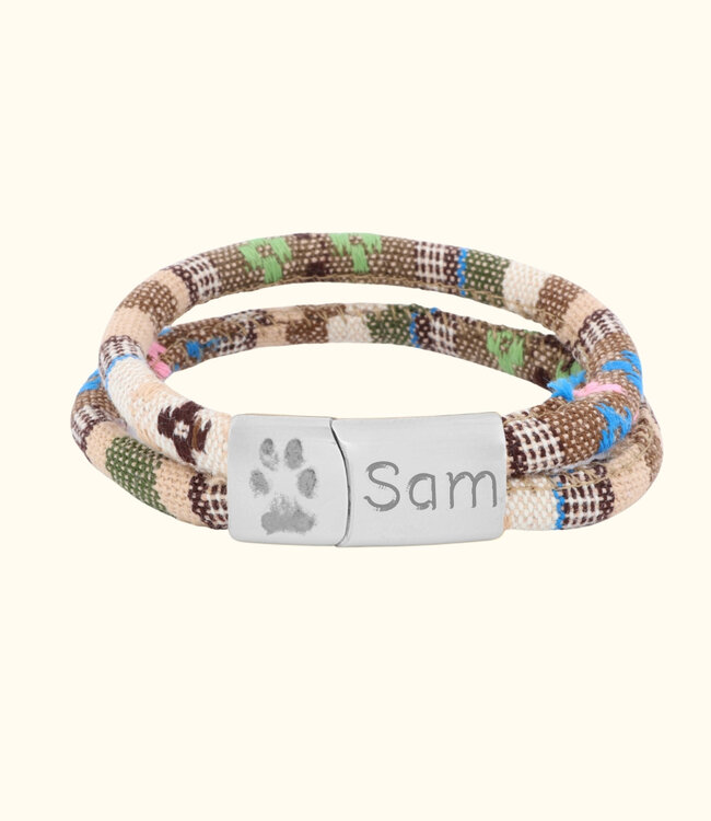 Pootafdruk Koord Armband Ibiza draag de liefde voor je huisdier in stijl