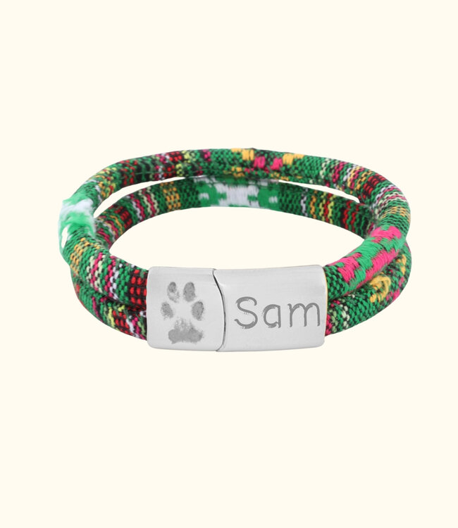 Pootafdruk Koord Armband Ibiza draag de liefde voor je huisdier in stijl