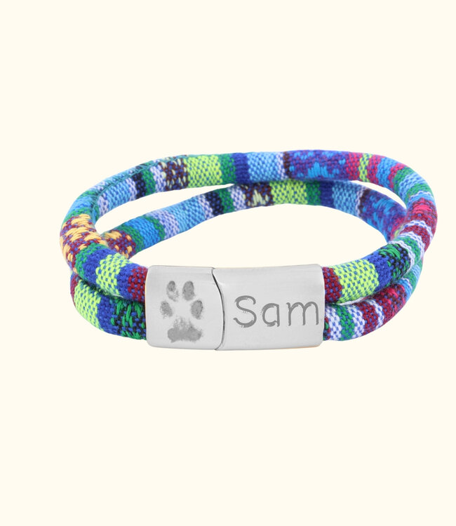 Pootafdruk Koord Armband Ibiza draag de liefde voor je huisdier in stijl