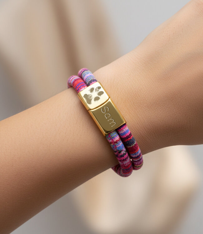 Pootafdruk Koord Armband Ibiza draag de liefde voor je huisdier in stijl