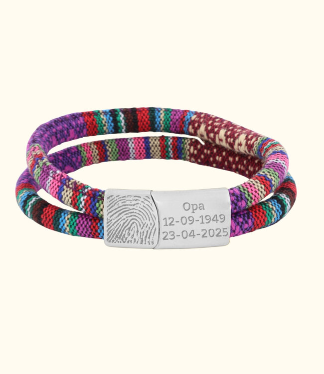 Vingerafdruk Koord Armband Ibiza draag een stukje van je dierbare dichtbij