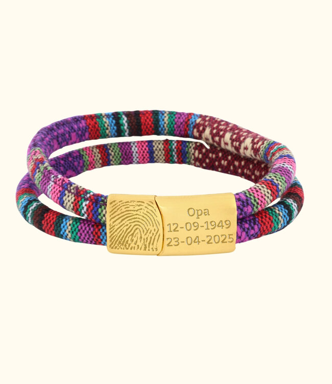 Vingerafdruk Koord Armband Ibiza draag een stukje van je dierbare dichtbij