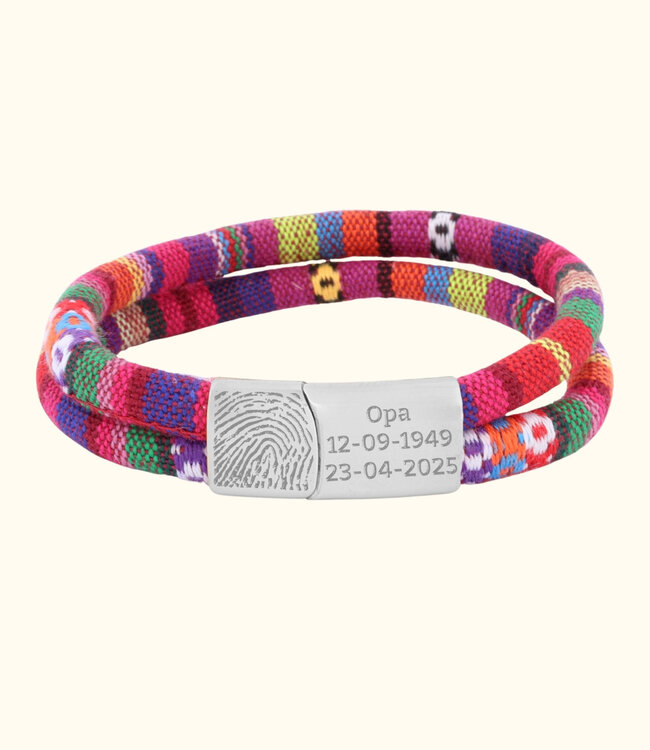 Vingerafdruk Koord Armband Ibiza draag een stukje van je dierbare dichtbij