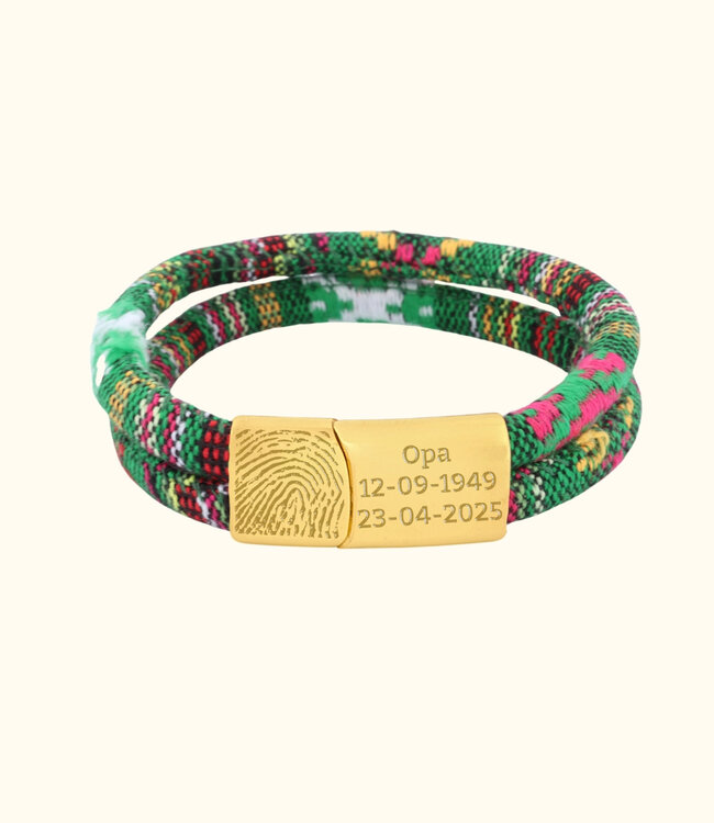 Vingerafdruk Koord Armband Ibiza draag een stukje van je dierbare dichtbij
