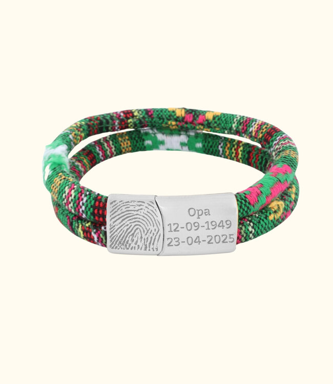 Vingerafdruk Koord Armband Ibiza draag een stukje van je dierbare dichtbij