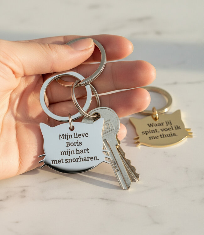 Poezen Sleutelhanger persoonlijk accessoire vol liefde voor katten
