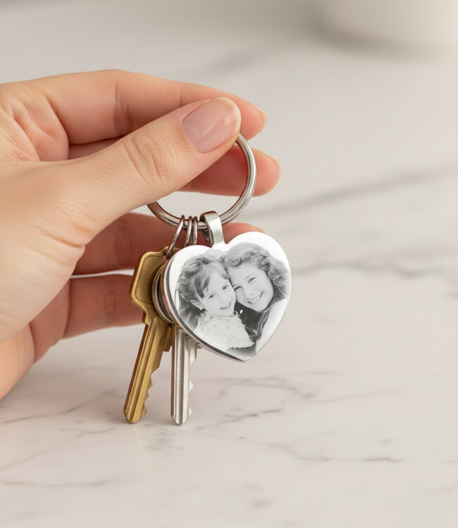 Luxe Hart Sleutelhanger Met Foto draag liefde en herinnering altijd bij je