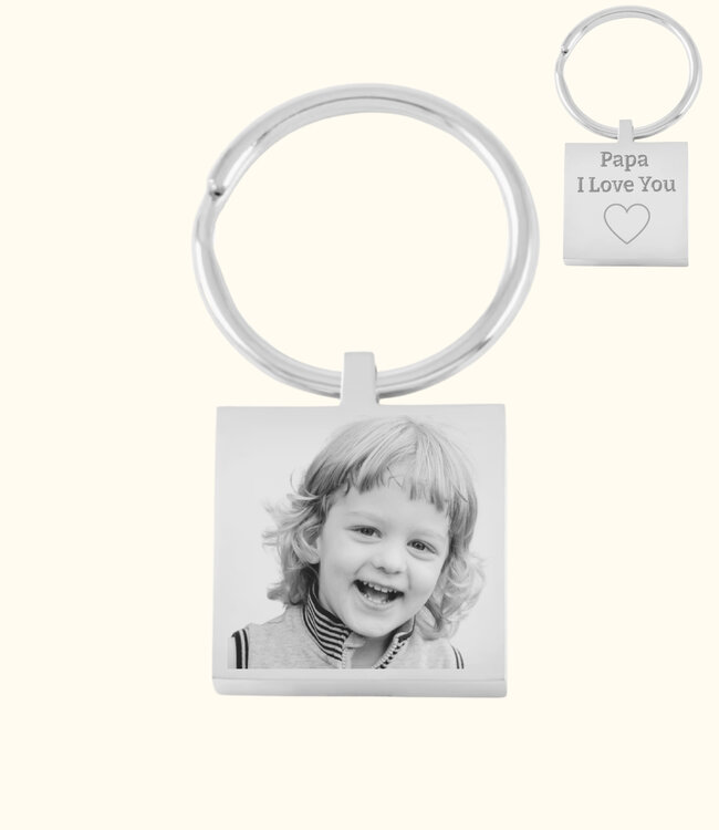 Luxe Vierkante Sleutelhanger Met Foto stijlvol accessoire vol persoonlijke betekenis