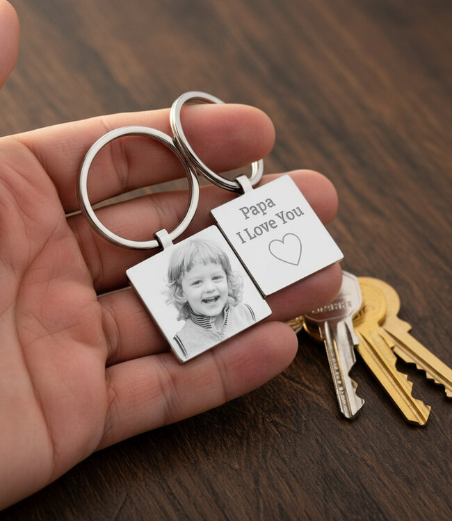 Luxe Vierkante Sleutelhanger Met Foto stijlvol accessoire vol persoonlijke betekenis