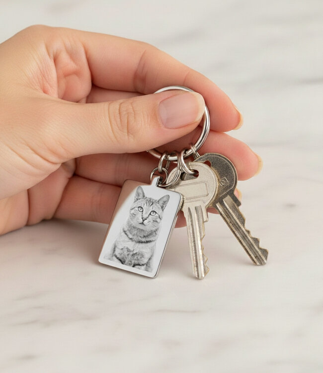 Luxe Rechthoekige Sleutelhanger Met Foto vereeuwig jouw mooiste momenten in stijl