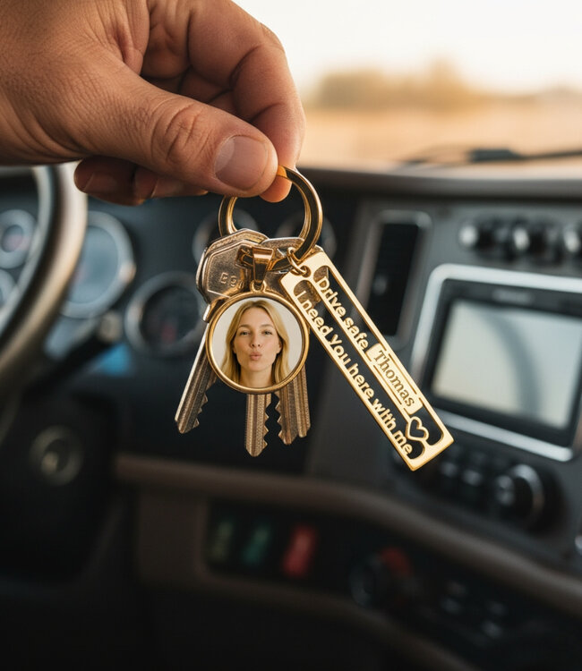 Drive Safe Sleutelhanger Gepersonaliseerd altijd een stukje liefde onderweg