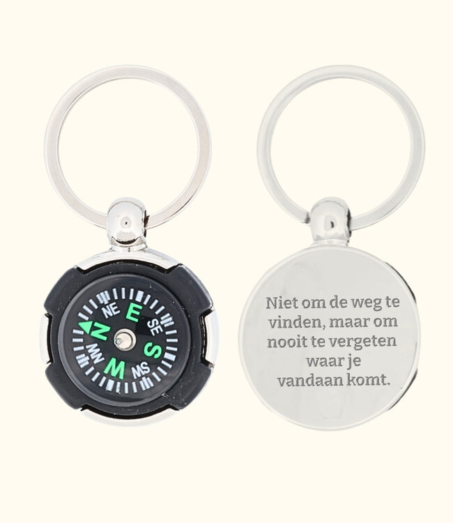 Sleutelhanger Kompas Graveren geef iemand richting met een persoonlijke boodschap