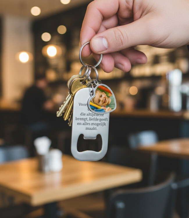 Sleutelhanger Flesopener met Foto combineer gemak met emotie in één accessoire