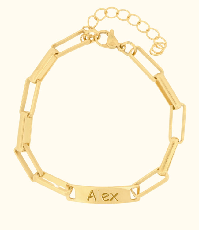 Stijlvolle Paperclip armband met naam gravure