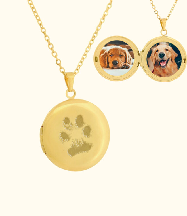Medaillon met pootafdruk persoonlijk sieraad met foto en herinnering
