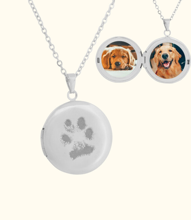 Medaillon met pootafdruk persoonlijk sieraad met foto en herinnering