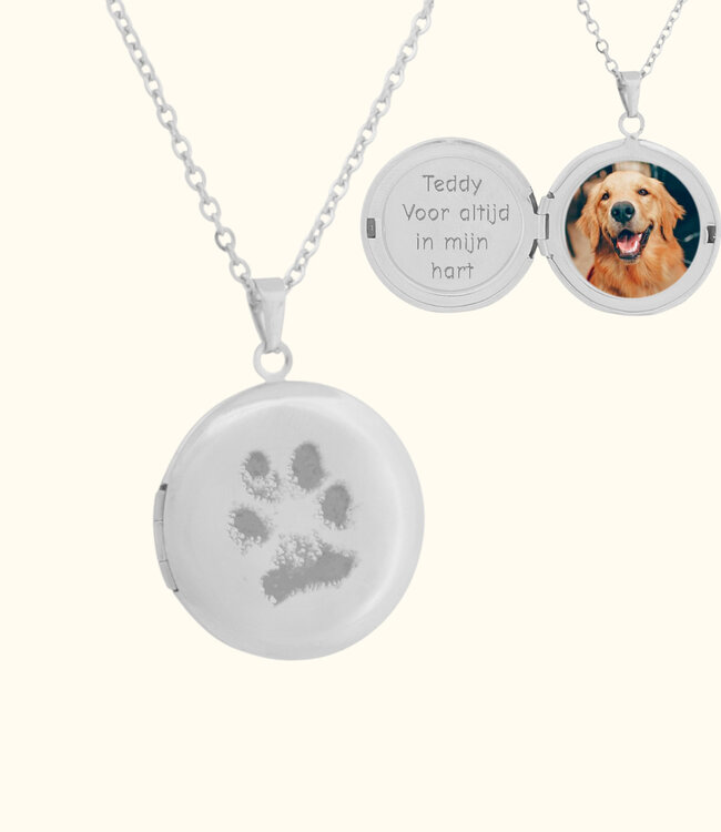 Medaillon met pootafdruk persoonlijk sieraad met foto en herinnering