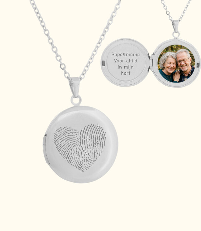 Medaillon met vingerafdruk persoonlijk sieraad met foto en betekenis