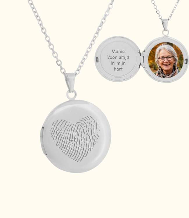 Medaillon met vingerafdruk persoonlijk sieraad met foto en betekenis