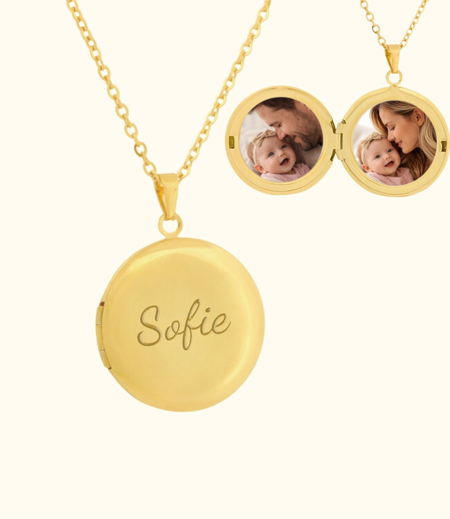 Medaillon met foto persoonlijk sieraad met tekst en herinnering