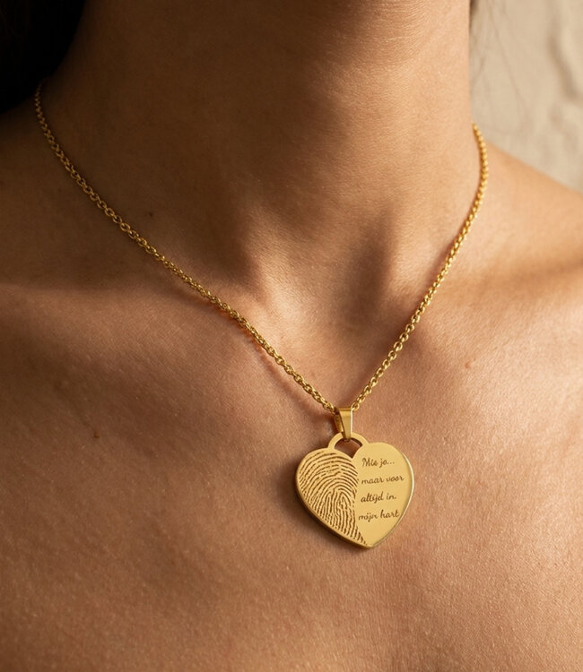 Hartje Met Vingerafdruk Ketting Met Eigen Gravure