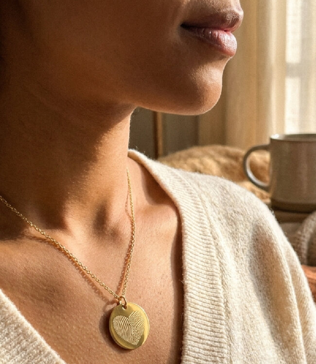 Ketting met 2 vingerafdrukken ook mogelijk met 1 vingerafdruk.