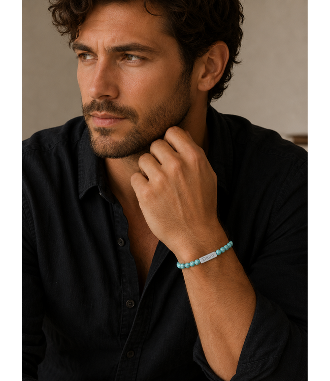 Kralen Armband Met Namen Turquoise Howliet - Voor Dames En Mannen
