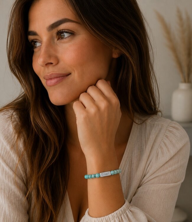 Kralen Armband Met Namen Turquoise Howliet - Voor Dames En Mannen