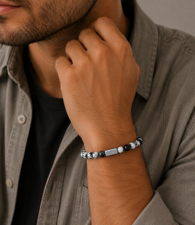 Kralen Armband Met Namen Zwarte Howliet  - Voor Dames En Mannen