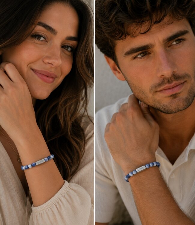 Kralen Armband Met Namen Sodaliet  - Voor Dames En Mannen