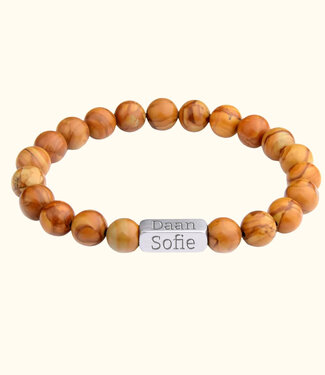 Briansa Wood Jaspis namen armband